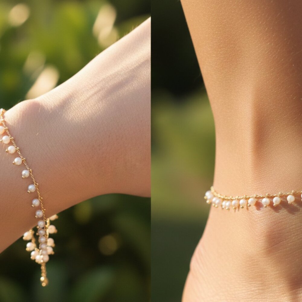 "Handmade Anklet – Elegant & Delicate Jewelry for Women | UNVRC1712 - Picture 6 of 6